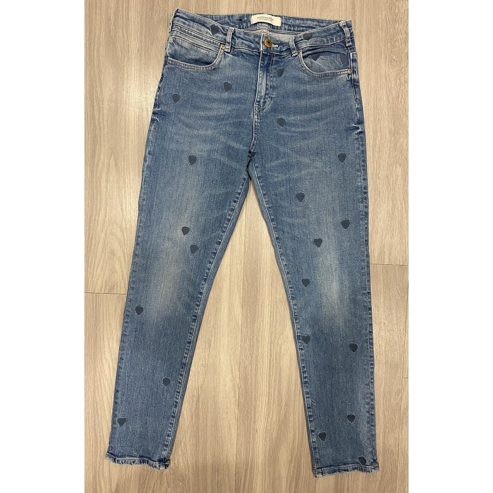 Scotch & Soda Women's Petit AMI Slim Boyfriend Denim Jeans 28x32 Hearts EUC